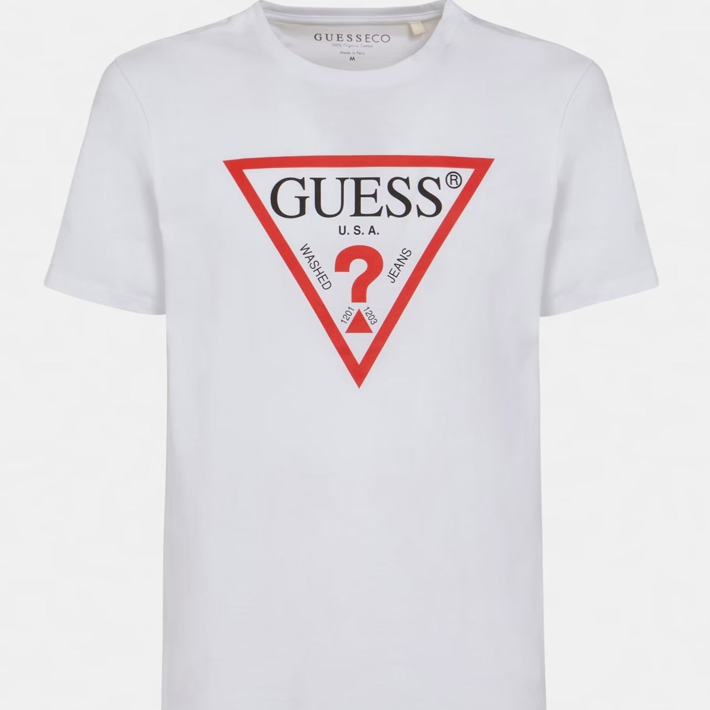 Camiseta Blanca Guess logotipo triángulo