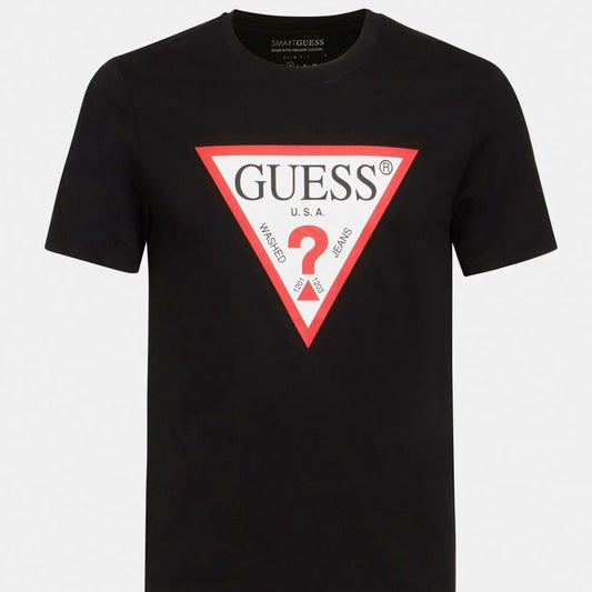 Camiseta Negra Guess logotipo triángulo