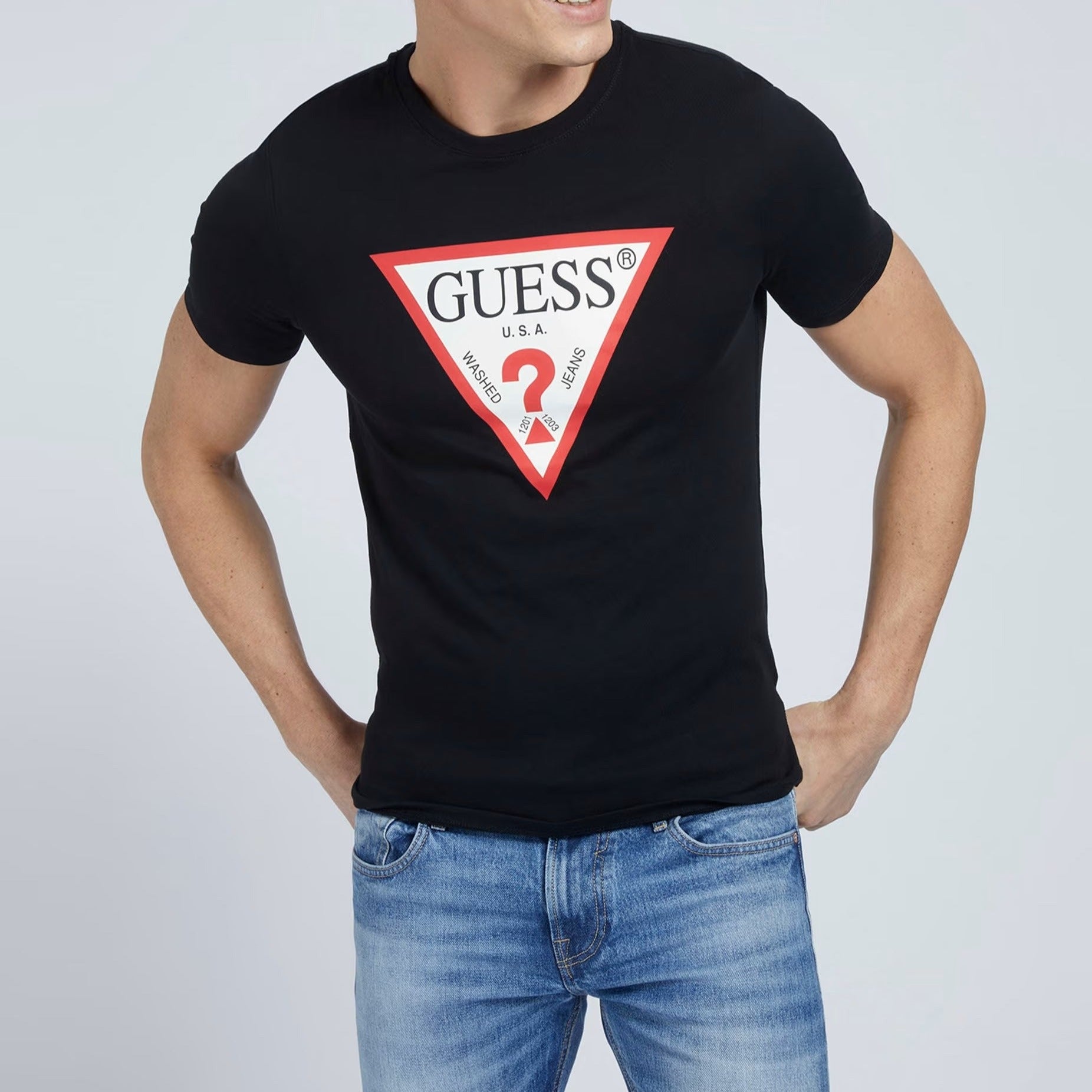 Camiseta Guess logotipo triángulo – Desti moda